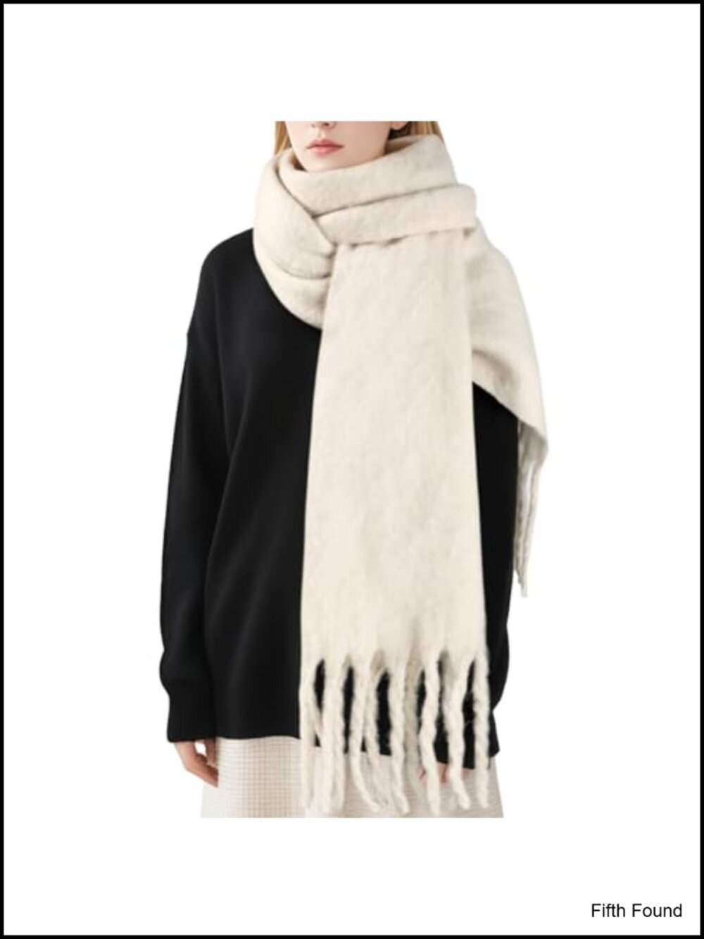 Women's Thick Warm Winter Scarf Acrylic Blanket Scarf with Fringe
